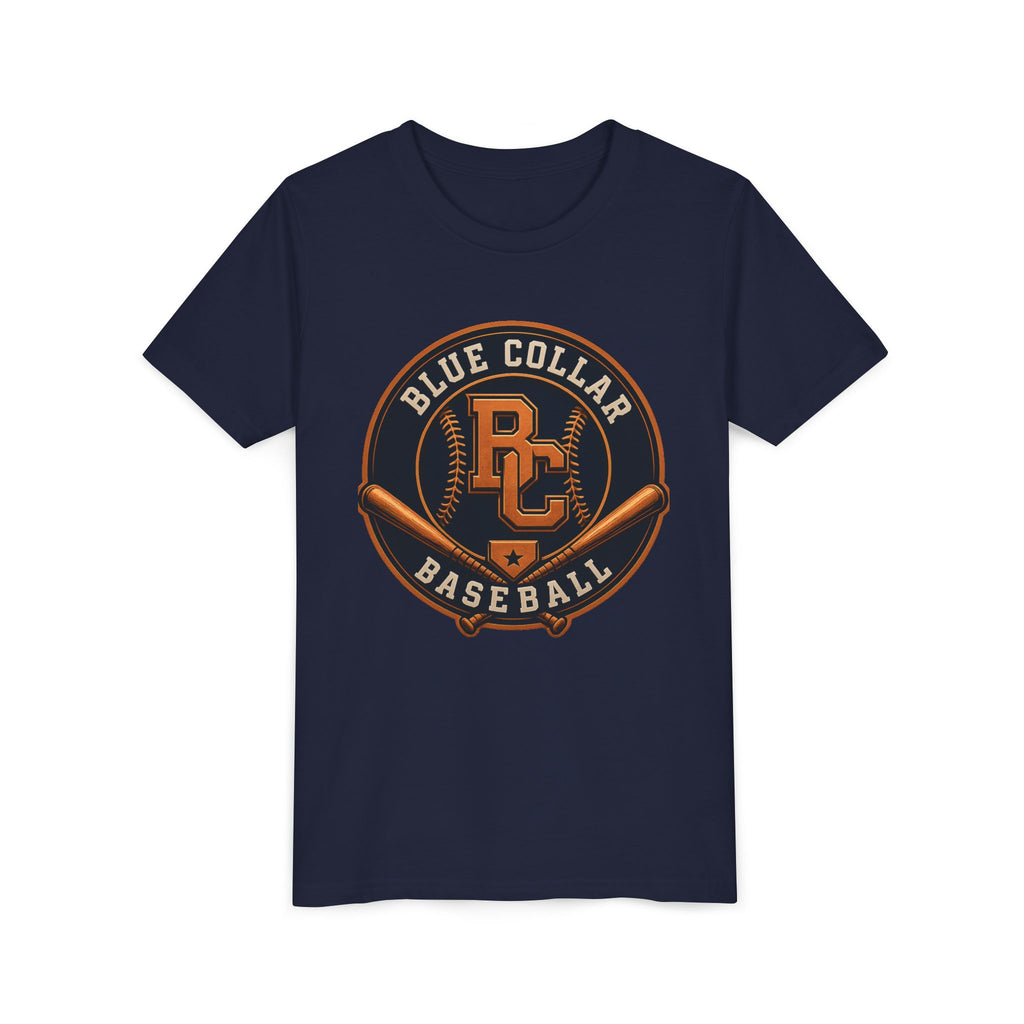 Blue Collar Baseball Youth Tee — Vintage Baseball Logo Shirt