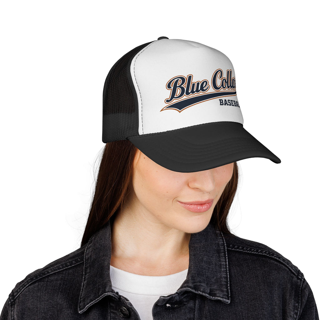 Blue Collar Baseball Trucker Cap — Vintage Athletic Mesh Hat