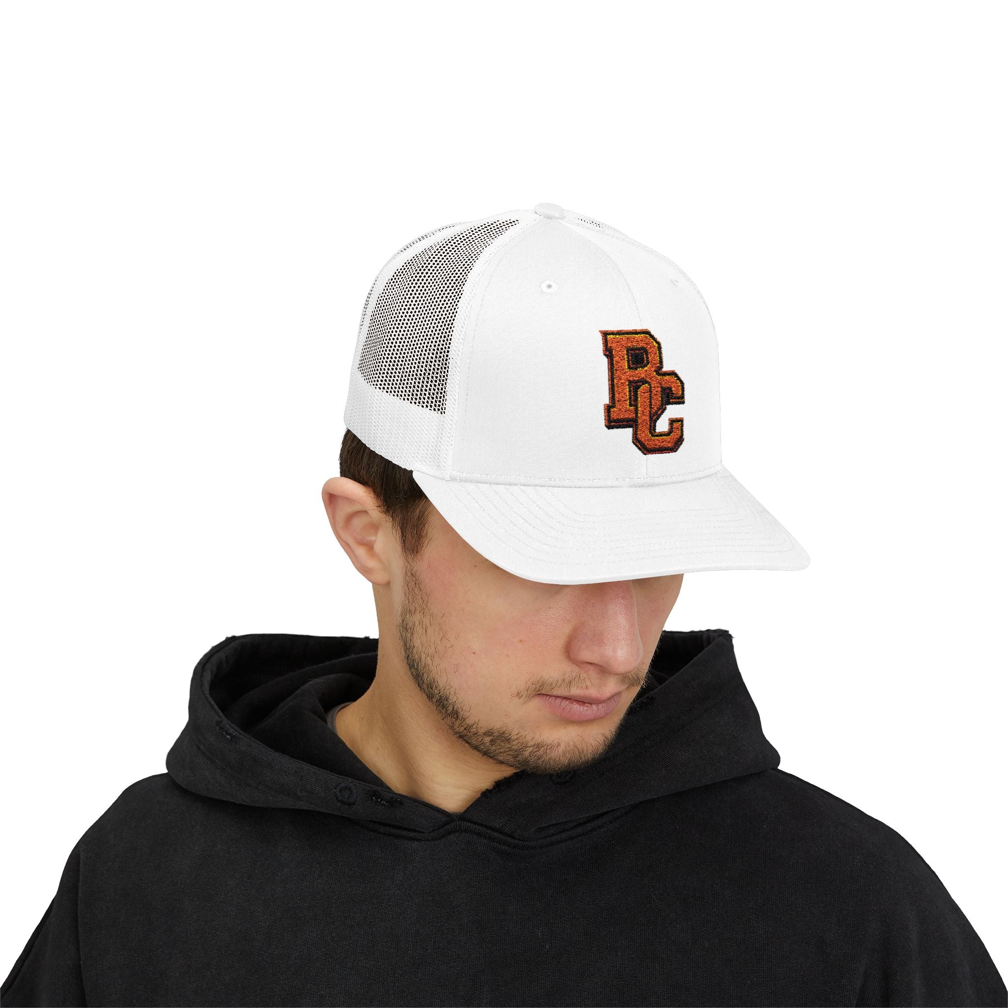 Letterman Patch Trucker Cap – Retro Varsity Snapback Hat