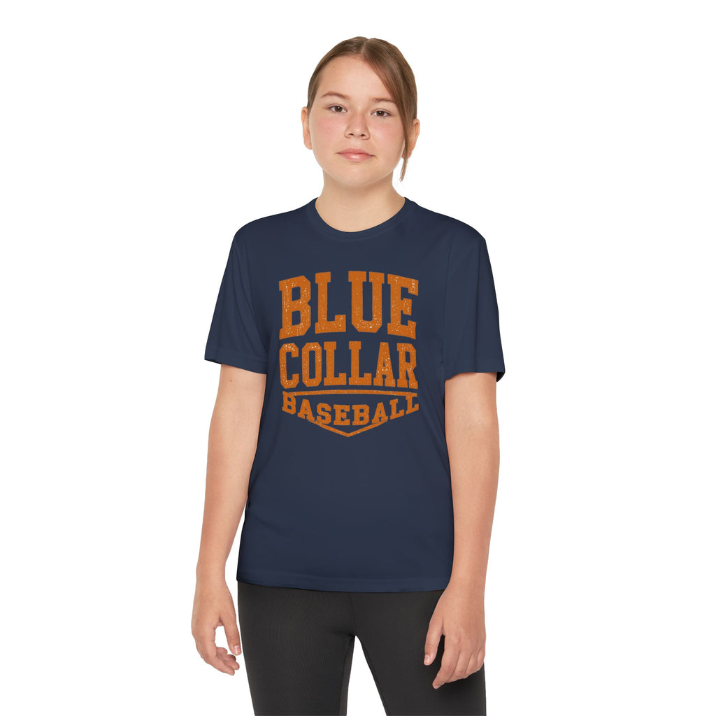 Blue Collar Baseball Youth Tee — 'Blue Collar Baseball' Team Shirt with Back Number