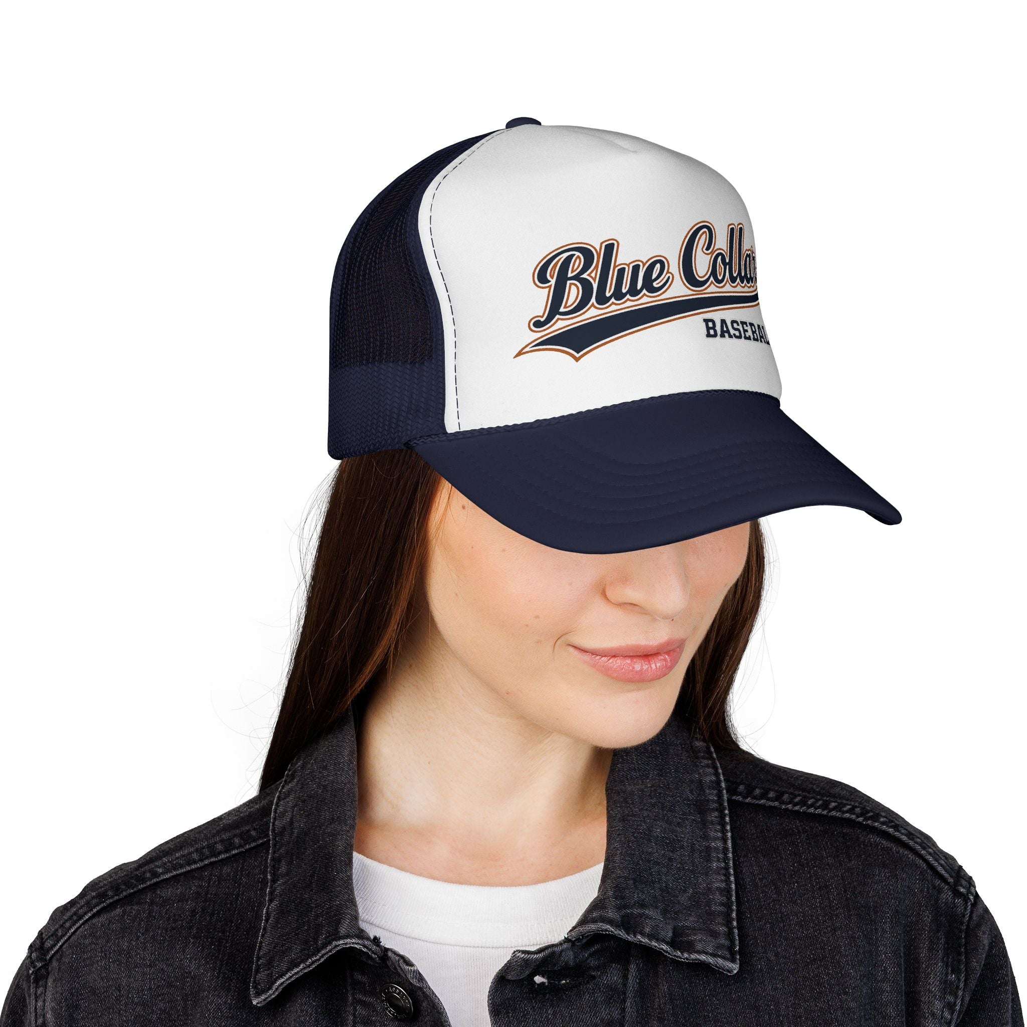 Blue Collar Baseball Trucker Cap — Vintage Athletic Mesh Hat