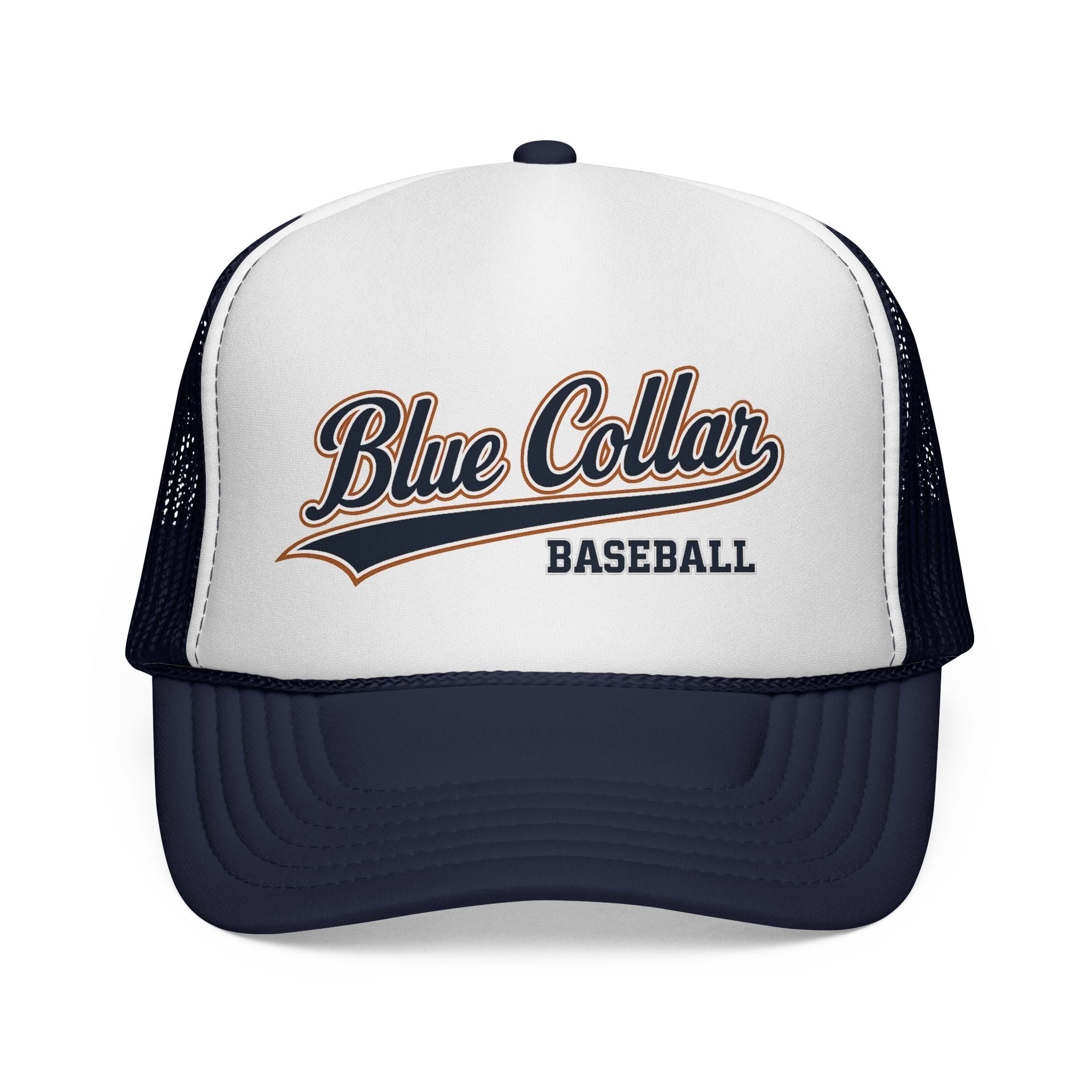 Blue Collar Baseball Trucker Cap — Vintage Athletic Mesh Hat